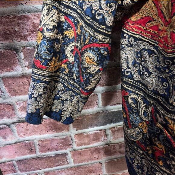 Vintage 80s Carole Little Tapestry Blazer 14 Black Gold Mandarin Collar USA - Picture 6 of 9